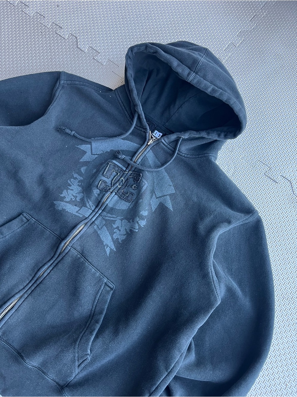Womens 2000s Y2K DC Faded Zip-Up Hoodie Sweatshirt